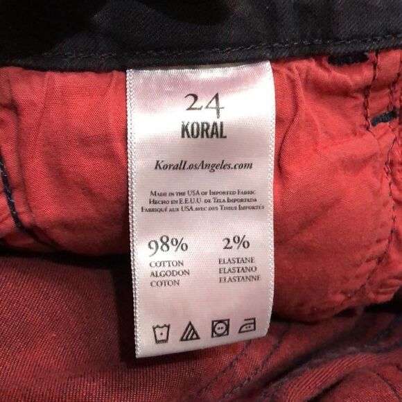 KORAL Red Tint Skinny Jeans, Size 24 - Picture 4 of 6